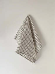 Clothing wholesaling: Linen Tea Towel, White/ Black Grid