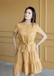 Woman: Mustard Linen Dress 'Emily'