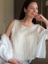 Womens Linen Shirts: Linen Pyjama Top Liga Wide Stripes