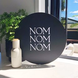 Black Steel Art Signage: NOM NOM NOM