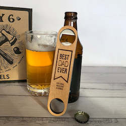 Gifts: Personalised Best Dad Ever Long Wooden Bottle Opener