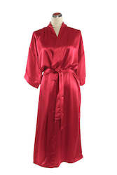 Sleepwear Silk: Silk Satin Kimono Robe - Red