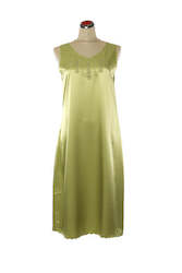 Sleepwear Silk: Silk Satin Fleur Nightdress - Green
