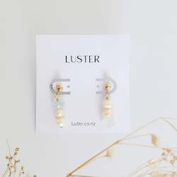 Jewellery: Limited Edition | Pearl & Aquamarine Gold Filled Studs