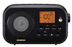 Sangean Radios: Sangean PR-D12BK AM/FM/BT portable radio with Bluetooth, Rechargeable, dual alarms.