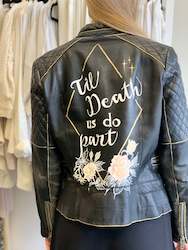 Clothing: UP-CYCLED Leather Jacket Till Death do us part.