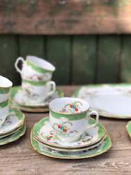 Home: Green Floral China Tea Set