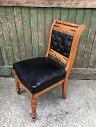 Furniture: Leather Wooden Chair