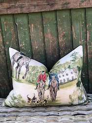 Hunting Horses & Velvet Cushion