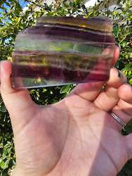 Pink Amethyst Geodes: Rainbow Fluorite Slice #4