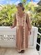 Neve Dusty Rose Linen Embroidered Dress