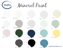 Artist supply: MALIBU Mineral Paint-Colour Chart.