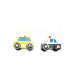 Toy: Taxi + police car (5) - train sets &. Vehicles wooden toys