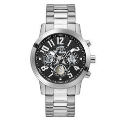 Jewellery: Men’s Guess watch Parker Black dial and silver bracelet FW0627G1