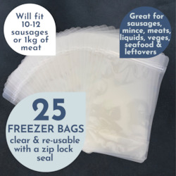 Products: Freezer Bags x 25 pack - Medium (fits 1kg of meat)