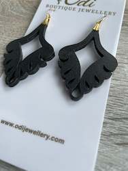 Jewellery manufacturing: Black Leather Paisley Earrings