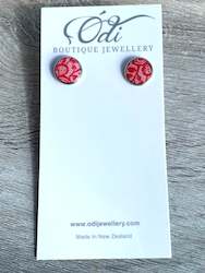 Luxe Leather Resin Studs Pink and Red