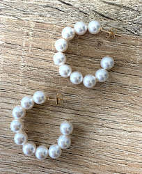 Jewellery manufacturing: Swarovski White Pearl Moon Hoops