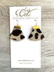 Jewellery manufacturing: Cheetah Cowhide Leather Rounded Triangular Dangles