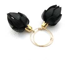 Jewellery manufacturing: Wild Flower Buds- Black on Gold Hoops