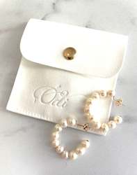 Jewellery manufacturing: White Pearl Moon Hoops-fresh water pearl