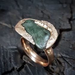 Jewellery: Pounamu River Pebble Ring ~ Size: 7¾ / P