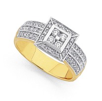 Jewellery: 9ct, Diamond Ring Total Diamond Weight=.50ct