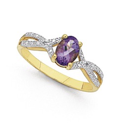 Jewellery: 9ct Amethyst & Diamond Ring