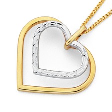 Jewellery: 9ct Two Tone Heart Pendant
