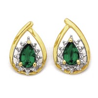 9ct Diamond & Synthetic Emerald Earrings