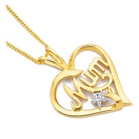 Jewellery: 9ct diamond 'mum' heart pendant
