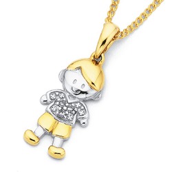 Jewellery: 9ct, diamond boy pendant