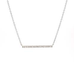 Jewellery: White Gold Diamond Bar Pendant Necklace