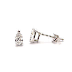 Jewellery: White Gold Lab Grown Diamond Pear Claw-Set Stud Earrings