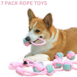 Pet: Dog Chew Rope Toys Set - Pack of 7 PCS Cotton Puppy Pet Chew Toys
