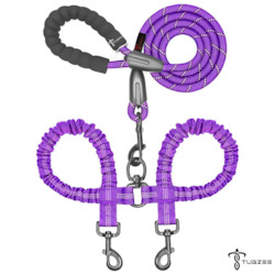 TUGZEE Dual Dog Leash with Shock Absorbing Reflective