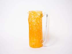 Glassware: Yellow Handblown Glass Pitcher - Tall