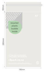 Paper wholesaling: Recycled Bubble Courier Bag A5 180x280mm (pack of 100)