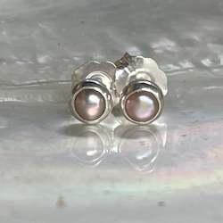 Pink freshwater pearl studs