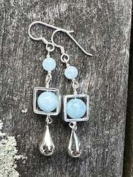 Jewellery: 3 tier aquamarine earrings