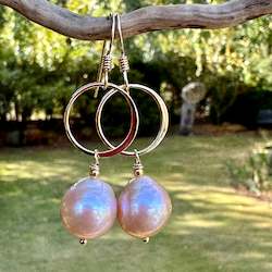Jewellery: Pale pink baroque freshwater pearl earrings