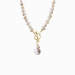 Jewellery: Jemma Pearl Choker Necklace with large Baroque pearl pendant