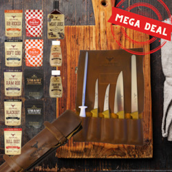 Ultimate Deal - Victory Knives and Rum and Que Pitmaster Knife Roll + Everything
