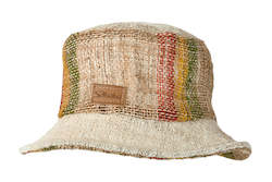 Hemp Hat Bucket Design Rasta White