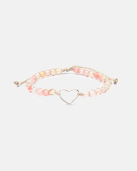Gemstone Heart: Watermelon Quartz Heart Bracelet | Silver