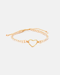 Crystal: Crystal Rainbow Heart Bracelet | Gold