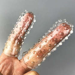 Adult shop: 2Pcs Finger Reusable Condoms For Women Clitoris G-spot Stimulation Penis Sleeves