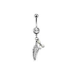 Jewellery: Feather & Ball Navel/Belly Bar (Surgical Steel)
