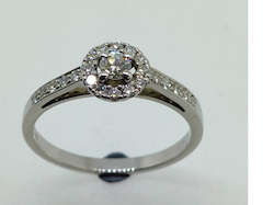 Jewellery: 9WG Diamond Halo Cluster Ring L1906W9D