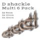 Multi D Shackle Pack (6 Shackles) & 2 Free Anti Theft Clips